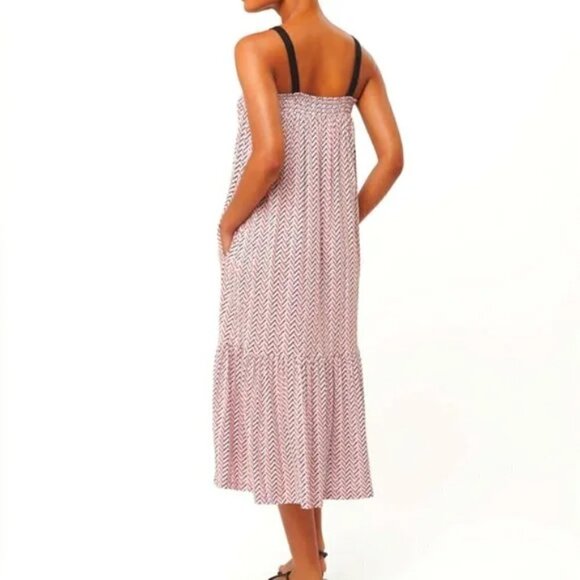 LOFT Chevron Print Flounce Pocket Maxi Dress Small - Picture 4 of 13